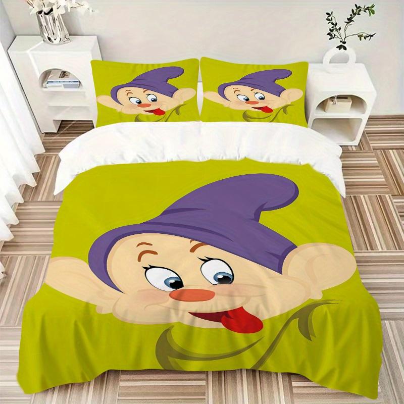 3pcs Dopey Cartoon Printed Quilt Set Soft and Comfortable Quilt Cover for Bedroom, Guest Room W047