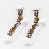 1Pair Women's Summer Linen Pattern Retro Stitching Small Floral Socks