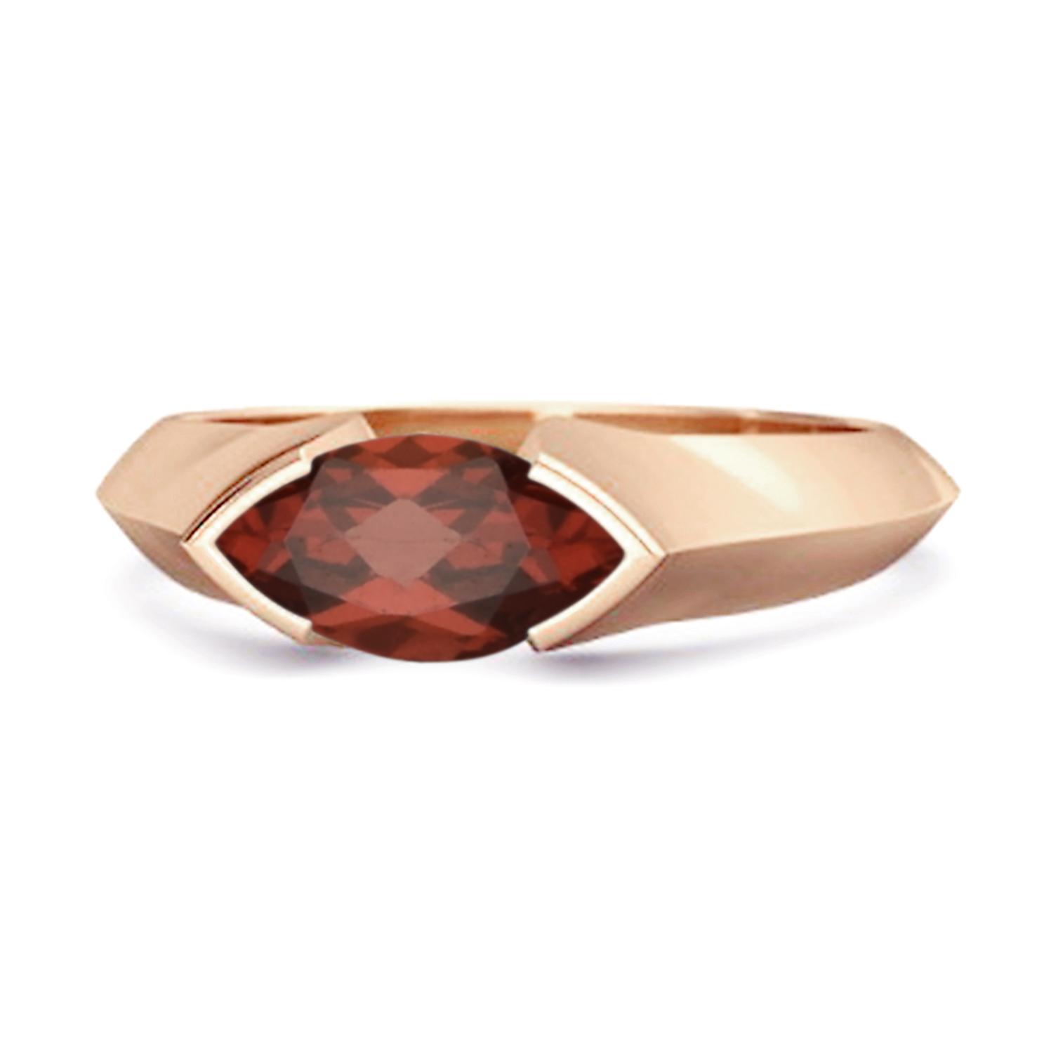 

Garnet Marquise Shape Solitaire Ring - 925 Sterling Silver Rose Gold Vermeil 8 Яскраво-рожевий