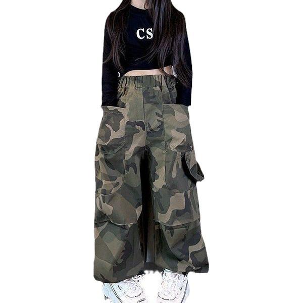 2024 Neue Mädchen Locker Camouflage Hose – Koreanischer Stil Allround Latzhose für Frühling & Herbst, Perfekt für Ältere Kinder