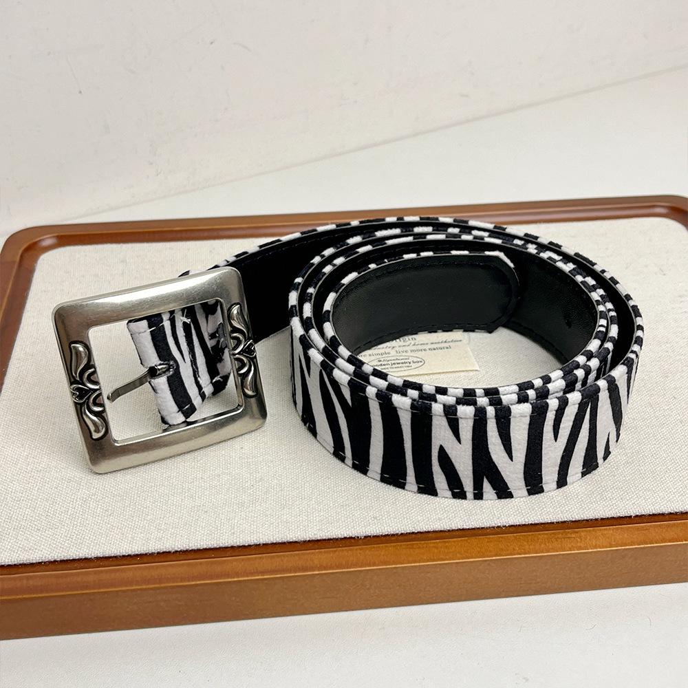 Y2K Punk Leopard Print Leather Belt - Women's Retro Design, Trendy American Hot Girl Style, Versatile Cool Accessory