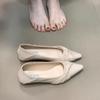 Fashion 2025 New French Temperament Pointed Toe Shallow Mouth Design Single Shoes Elegant Commuting Splicing