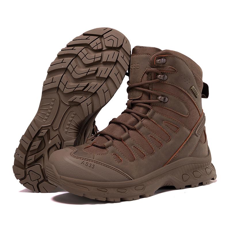 

Large size one ultra-light combat boots, new thick-soled breathable shoes, men s handsome labor insurance shoes, comfortable boots 47 коричневий