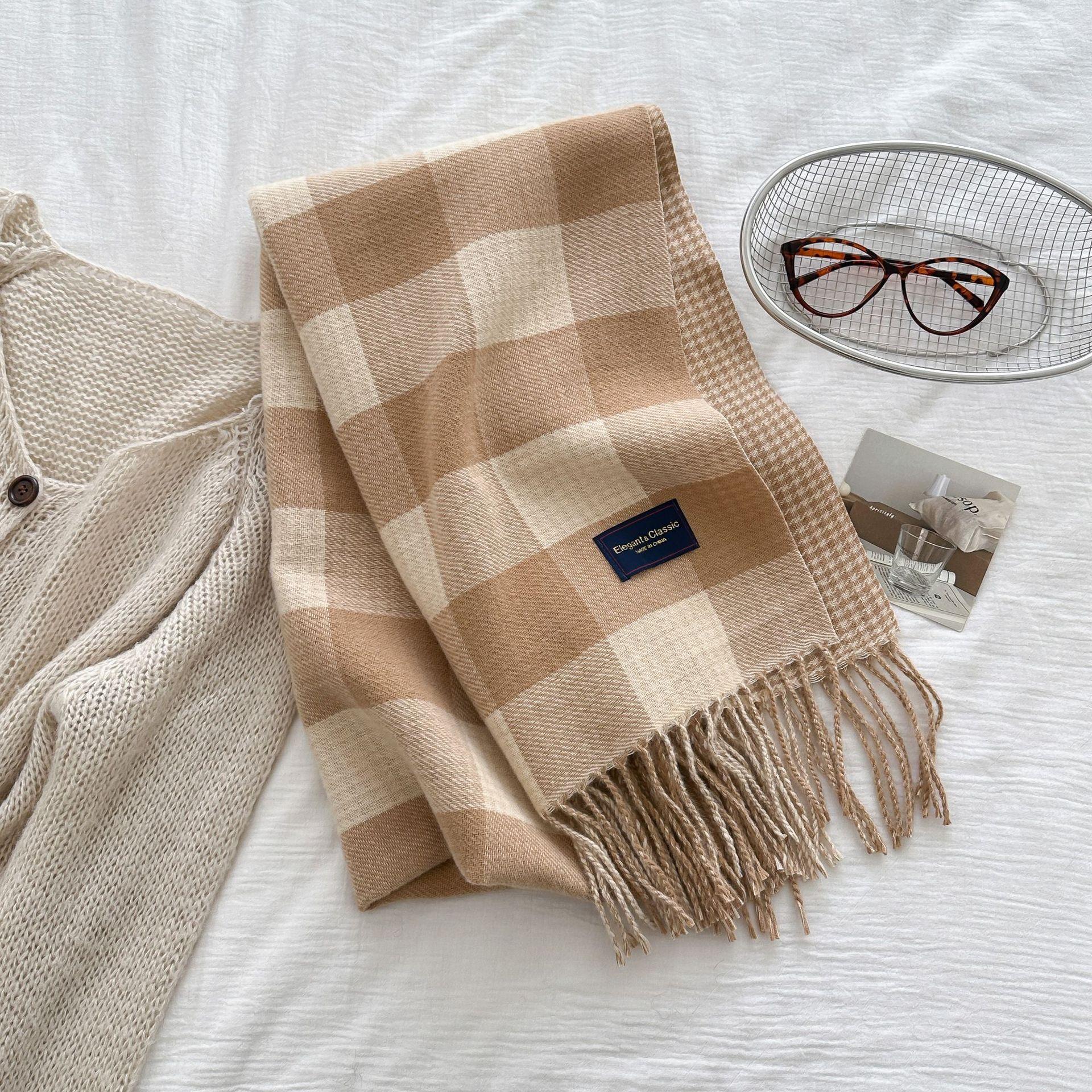 Imitation Cashmere Scarf Winter Women s Thickened Versatile High End Artistic Scarf Plaid New Scarf Shawl for Men 54*205cm
