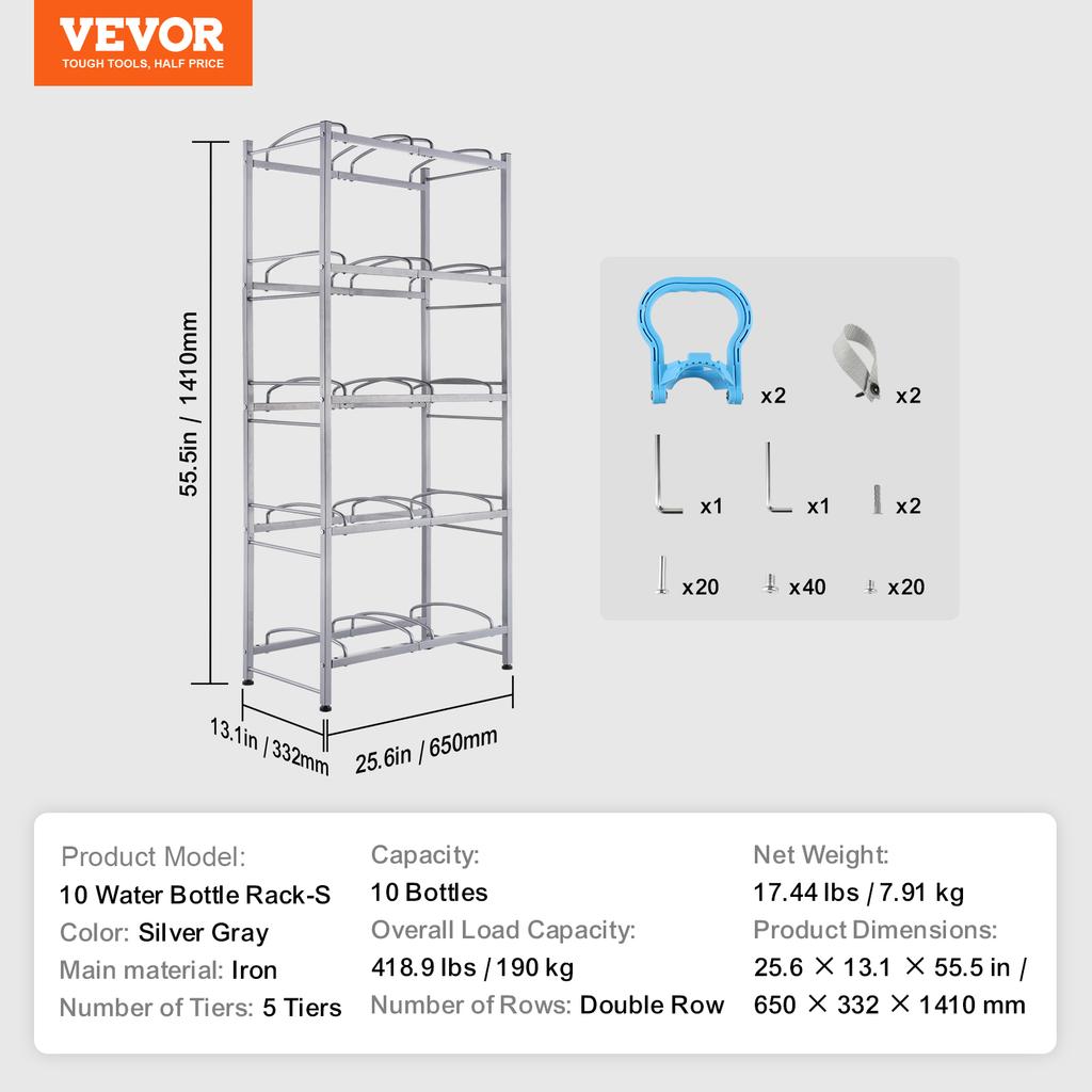SucceBuy 3/4/5 Etagen Wasserkrug Halter Eisen Wasserflaschenhalter Doppel-/Einreihig Einfache Installation für Küche Büro Wohnzimmer