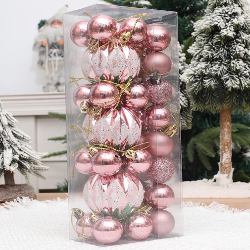 3Box Christmas Tree Hanging Decoration Electroplated Christmas Baubles Ornament Window and Door Ornament Party Supplies