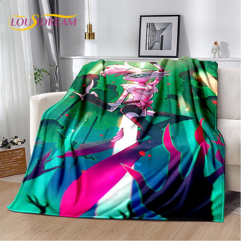 2025 H-Hazbin Hotel Charlie Kreskówkowy Miękki Koc, Miękki Koc Rzutowy do Domu Sypialni Łóżka Sofy Pikniku Podróży Pokrowiec Prezent dla Dziecka