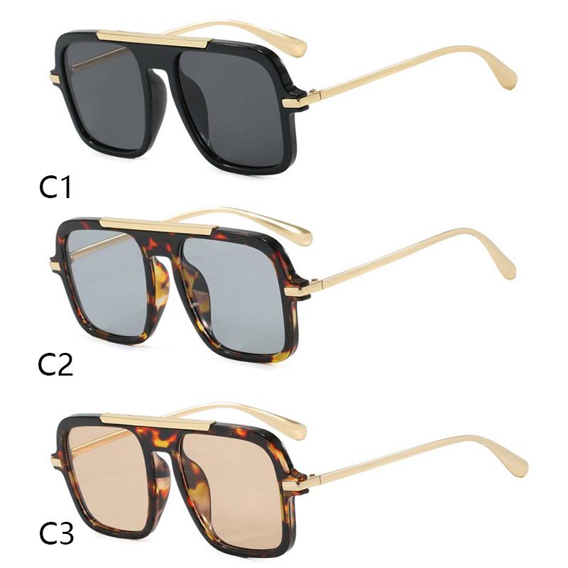 Vintage Colorful Metal Conjoined Square Sunglasses Women Men Retro Trend Sun Glasses Climbing Camping Glasses