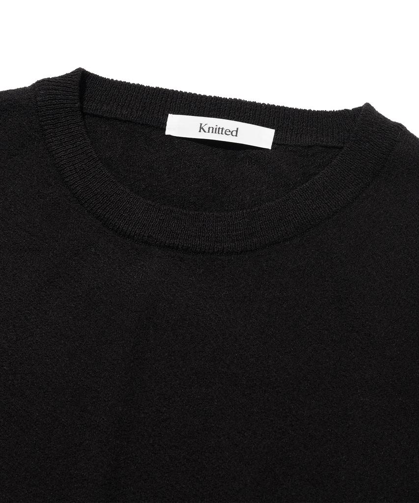 KNITTED Summer Varsity Short Sleeve Knit Tee Black