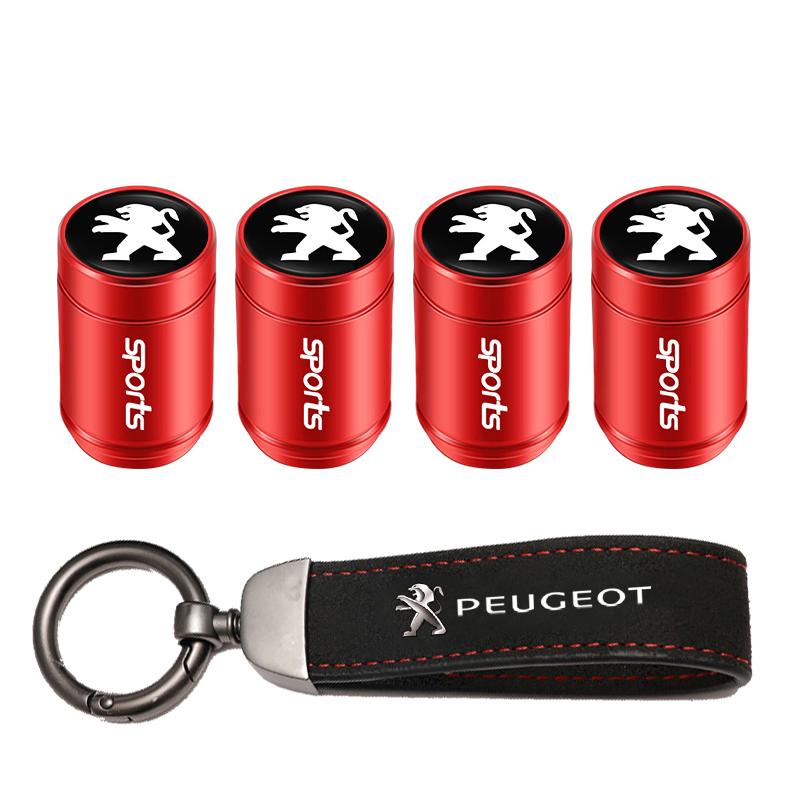 Car Tire Wheel Valve Caps Cover Suede Car Key Chain Ring Keychain For Peugeot 206 307 308 3008 207 208 407 408 508 2008 5008 301 UGE2