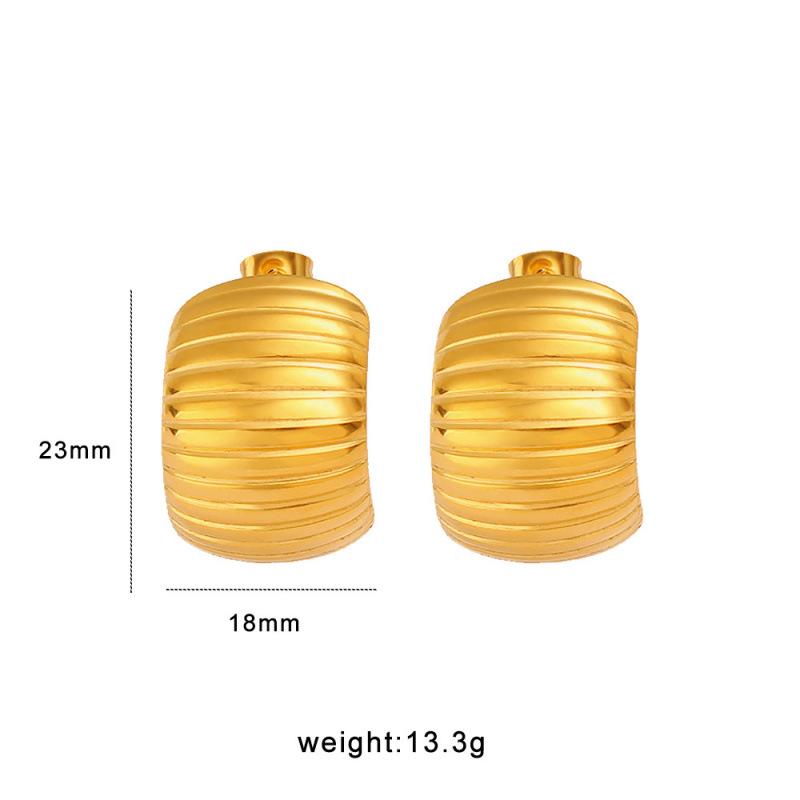 18k Gold Plated Geometric Spiral Stud Earrings with 3D Texture