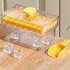 Eiswürfelform mit Schaufel und Aufbewahrungsbehälter 34/68 Fächer Eiswürfelform Ein-Knopf-Schnellentleerung BPA-frei Eiswürfelbereiter für Gefrierschrank und