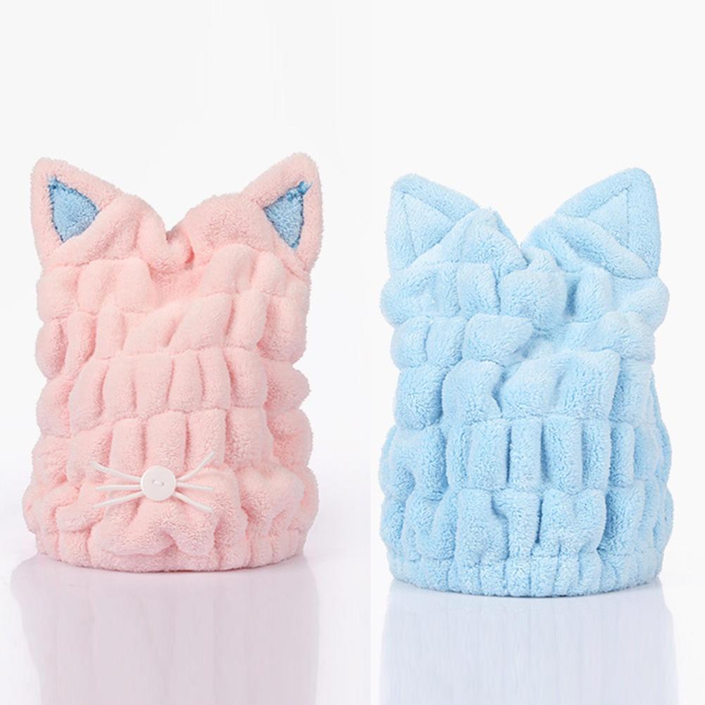 Hair Drying Adjustable Cap Hair Wrap Towel Cute Bath Hair Hat With Ears Cat