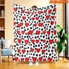 1pc 1-Color Suitable for All Seasons Soft Flannel Blanket with Heart Polka Dot Print - 100% Polyester Cozy Throw Bedspread, Machine Washable Suitable 
