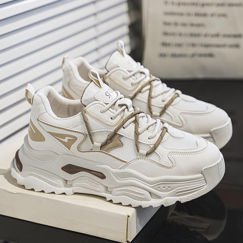 2025 Autumn and Winter New Thick-soled Heightening Dad Shoes Retro Straps Mesh Running Sneakers Men's Fashion Single Shoes