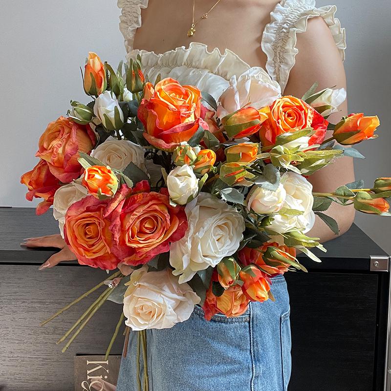 Liu Yifei Inspired Dried Flower Oil Painting - Artificial Rose Bouquet for Living Room or Dining Table Decor