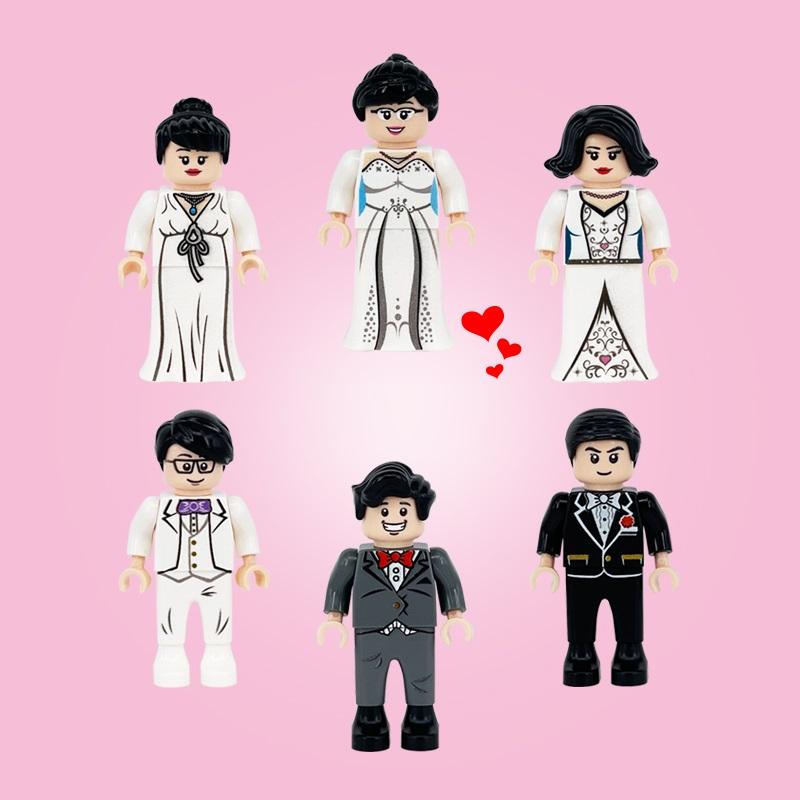 Bryllup Gifte seg 4,5 cm MOC Bymodell Tilbehør Byggeklosser Figurer Mini Barn Modellbyggesett Barn Utdanningsleker
