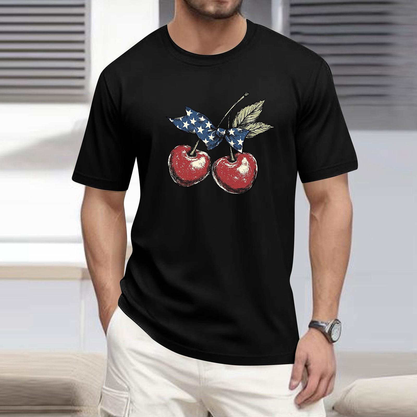 

Men s T Shirt Tee Print Short Sleeve Daily Weekend Fashion Round Neck Top XL чорний