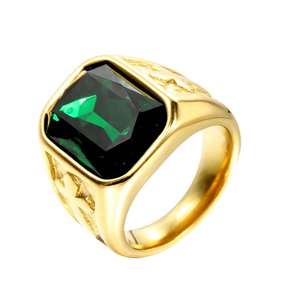 Punk Kreative Flerfargede Steinringer for Menn Kvinner Fest Høy Kvalitet Vintage Rustfritt Stål Korsring Smykker Engros