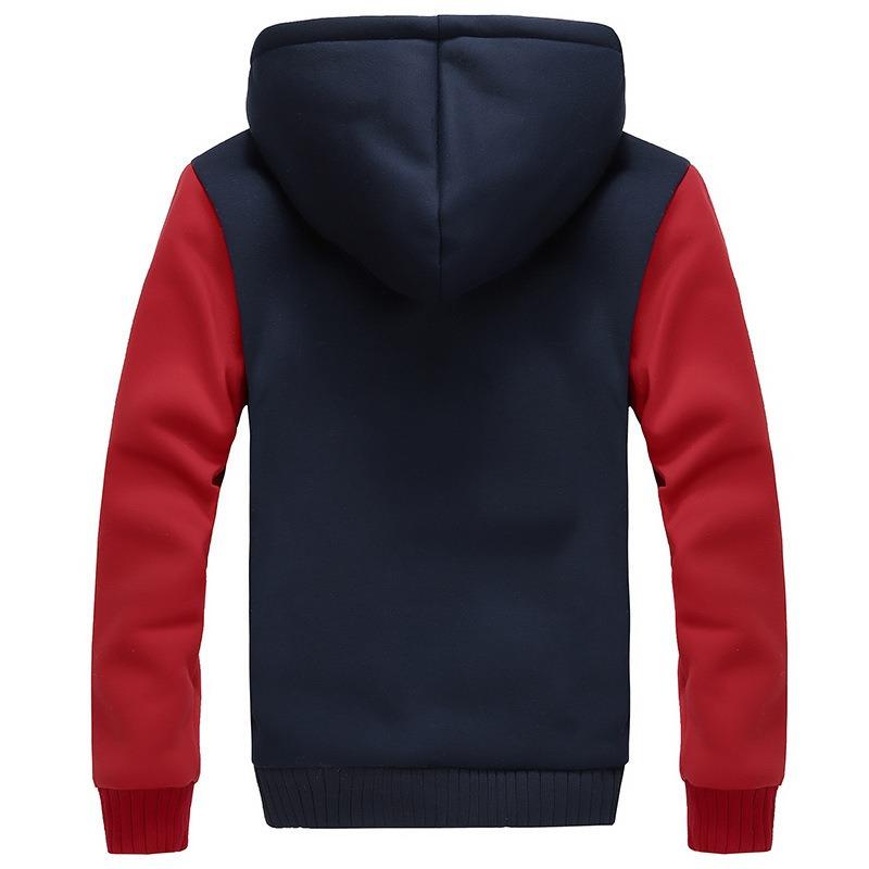 Herren Kapuzen-Fleece-Sweatshirt Lässig Langarm Reißverschluss Oberbekleidung