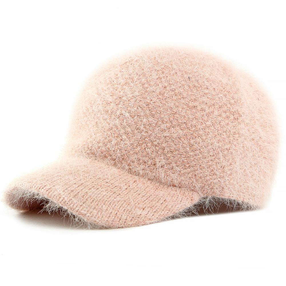 HT4928 Baseballkappe Gestrickte Weiche Kaninchenfellmütze Herbst Wintermütze für Männer Frauen Verstellbare Snapback-Kappe Männlich Weiblich Baseballmütze