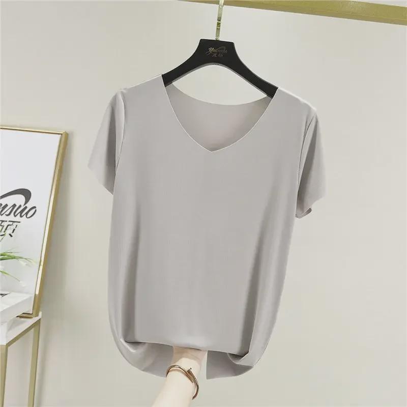 Damen Sommer 2023 Eisseiden-Zweiteiler: Kurzarm-Oberteil & Weitbeinige Hose für Sport und Freizeit.