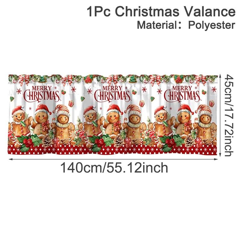 Christmas Short Curtains Valances Christmas Decorations for Home 2026 Xmas Ornaments Windows Treatments for Kitchen Bathroom