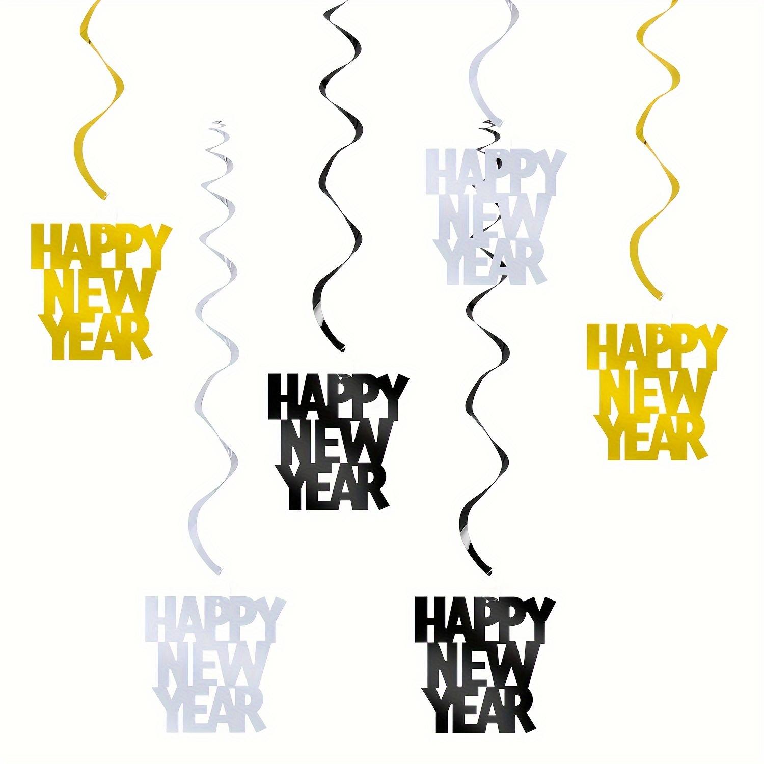 

12 шт. черно-золотистые подвесные спиральные украшения для вечеринок с Новым годом, рождественские и вечерние потолочные блестящие ленты