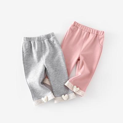 2025 Autumn Girls' Korean Style Flare Pants with Heart Design
