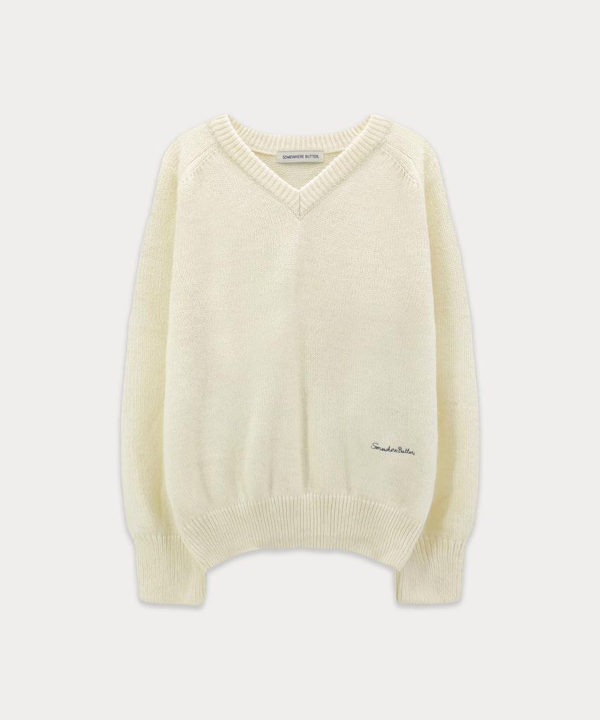Sseomweeobeoteo Hazel Alpaca V-Neck Knit - Ivory