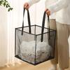 Durable Polyester Meshes Clothes Hamper Square Foldable Anti Tear Foldable Bin Laundry Hamper for Home Organization