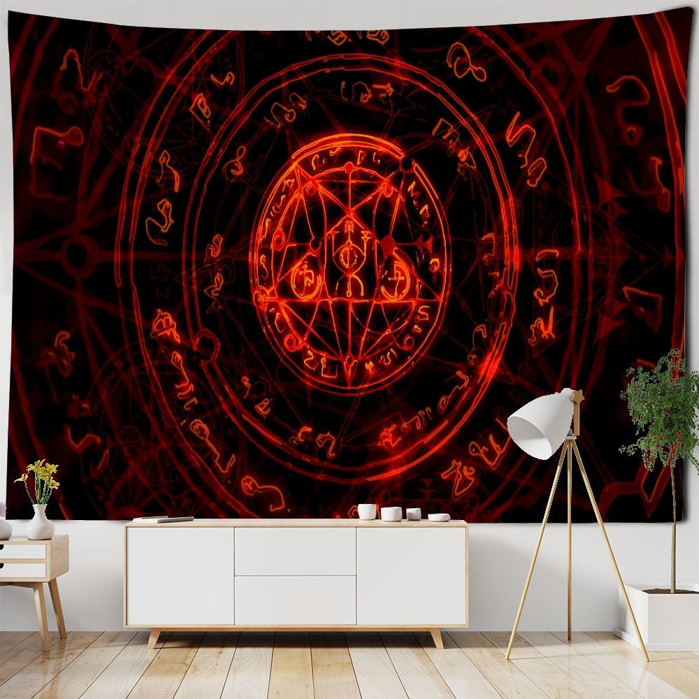 Ästhetische Kunstdekorations-Wandteppich, mystische Symbole, Zaubersprüche, psychedelisch, Wanddekorations-Hintergrund, Wohnzimmer, Schlafzimmer