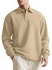 Men's New Solid Color Textured Jacquard Polo Sweatshirt, Lapel Long Sleeve Loose Fit Button Casual Pullover, European American Style