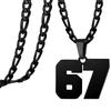 Men's And Women's Stainless Steel Basketball, Football, And Baseball Team Player Number Pendant Chunky Chain Black Sports Necklace