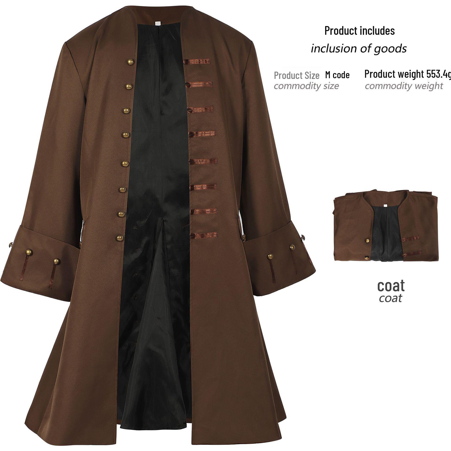Men s Steampunk Pirate Jacket - Medieval Halloween Costume 2XL