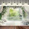 2D Romantic White Flower Sheer Curtain Balcony Studio Shoot Backdrop