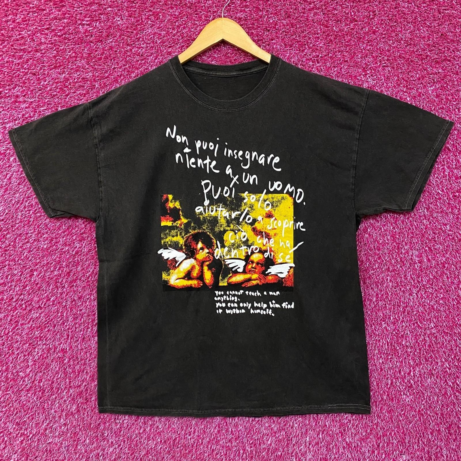 Футболка с минеральной стиркой и картиной с ангелочками S