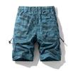 Mens Cotton Stretch Camouflage Cargo Shorts Elastic Waist with Drawstring Multi Pockets Knee Length Outdoor Casual Workwear Short Trousers