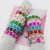 Fashion Colorful Rubber Paint Gemstone Crystal Coating Enamel Bracelets DIY Exaggerated Summer Style Jewelry Bangles Sets Women