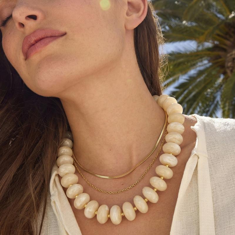 1Pcs Charms Chunky Jewelry Bohemian Casual Dopamine Resin Bead Necklace Suitable For Women Daily Vacation Wear