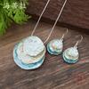 Color Painting Oil Three-layer Ring Hollow Pendant Earrings Set Bohemian Women's Jewelry Set