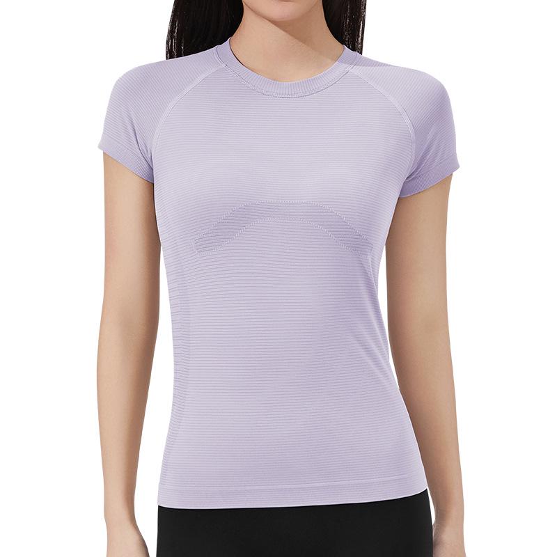 

Женский облегающий топ для йоги с коротким рукавом - Дышащий и эластичный для бега, пилатеса и тренировок Large фиолетовый