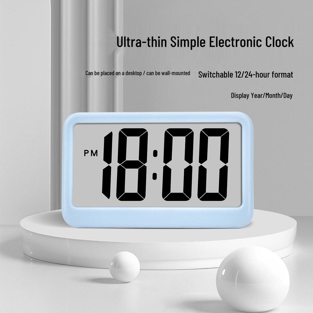 Nordic Style Colorful Clock: Simple Electronic Display with Temperature and Humidity Monitoring, Thin and Convenient Design.