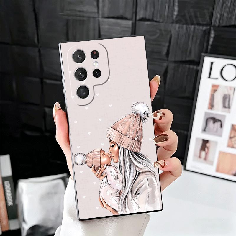 

Mom Baby Girls Theme Soft Phone Case for Samsung Galaxy S26 S25 Edge S24 Ultra S23 Plus S22 S21 FE S20 Black Cover Back Shell Samsung S24 Ultra