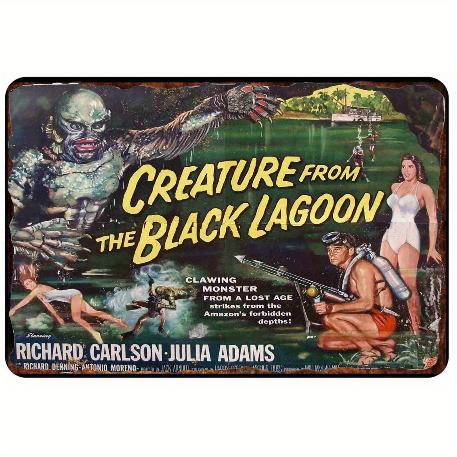 

Vintage Creature From the Black Lagoon Metal Tin Sign Retro Iron Wall Art with PreDrilled Holes Classic Horror Movie Decor 20x30cm（7.8x11.8inch）