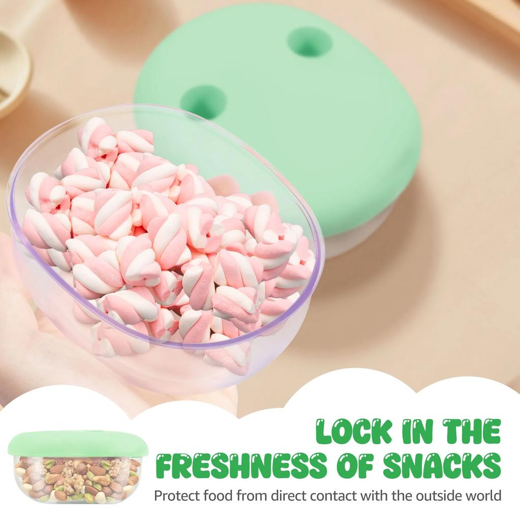 2Pcs Snack Finger Container 2 in 1 No Mess Snack Container Silicone Lid with Fingertip Cover for Cookies Fruit Vegetable Nut