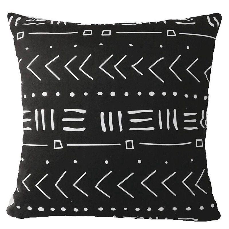 Cover Geometric Cushion Home Sofa Decor Black  White Linen Throw Pillow Case