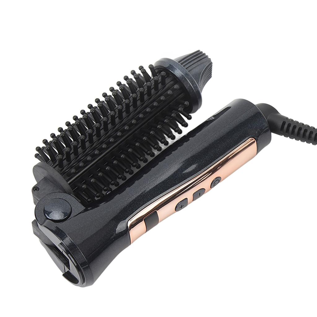 Foldable Hair Curler Straightening Brush Adjustable Temperature Anti Scald Ceramic Ionic Hair Curling Brush 100‑240V EU Plug