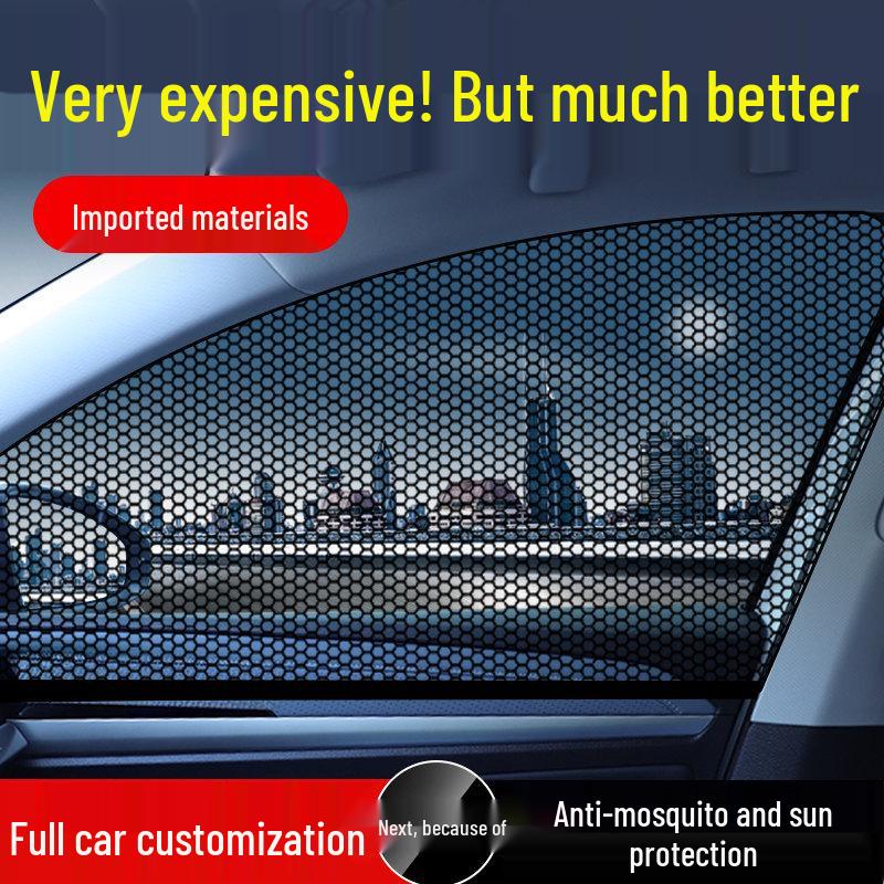 Universal Car Window Mosquito Net: Sunshade, Heat Insulation, Breathable Privacy Mesh, Blackout Curtain