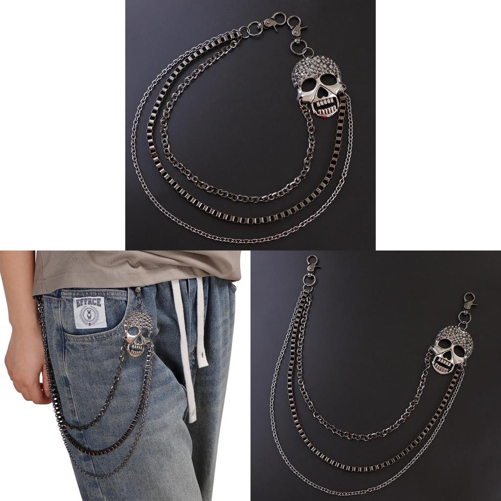 Punk Metal Skull Waist Chain With Spike Decor For Men And Women Fashion Accessory